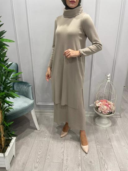 Boğazlı Yaka Uzun Elbise -Vavel Butik