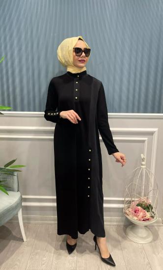 Merserize Ve Kupra İpek Detaylı Düğmeli Elbise -Vavel Butik