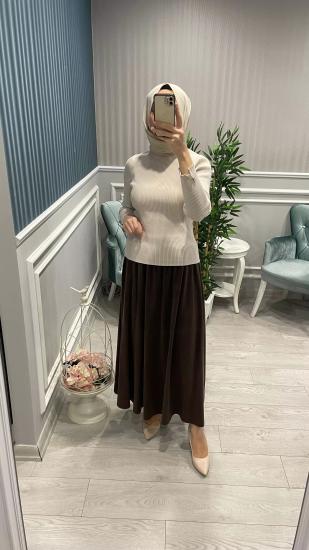 Basic Kolu Yırtmaçlı Taş Detaylı Triko Kazak -Vavel Butik