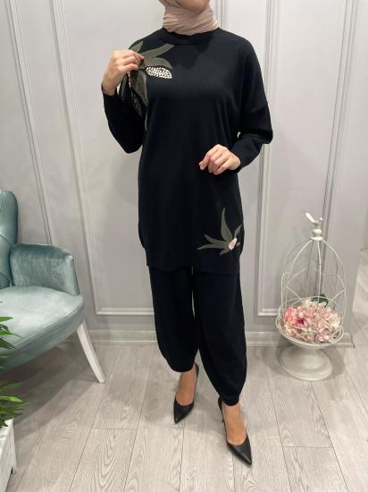 Triko Çiçek Motifli Bluz -Vavel Butik